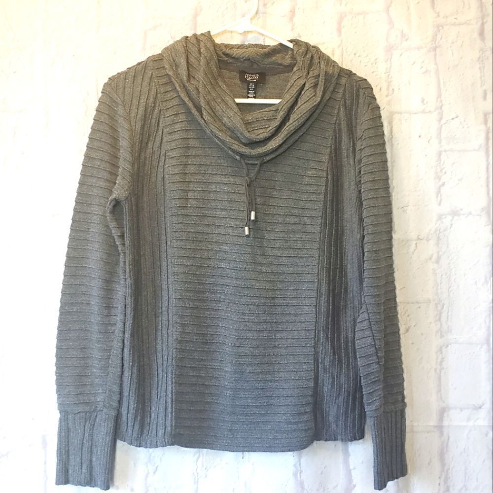 JONES NEW YORK Ribbed Cowlneck Pullover Small